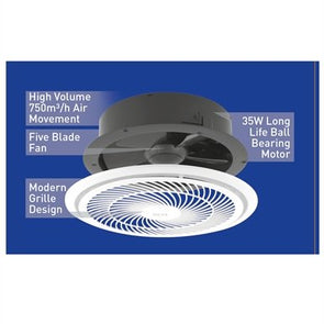 Deta 250mm High Capacity Exhaust Fan / White