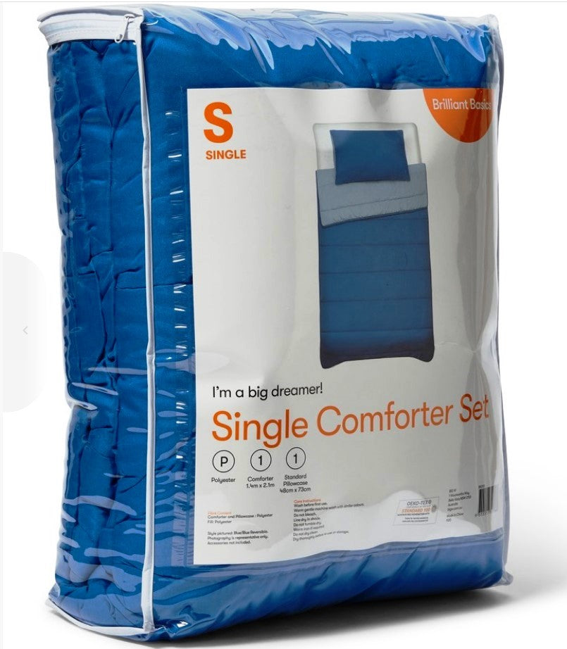 Brilliant Basics Essential Single Comforter Set - Blue