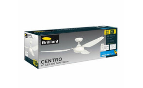 Brilliant 132cm White Centro AC Ceiling Fan/Suitable Coastal Areas Indoor /Outdoor