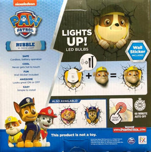 Paw Patrol RUbble 3d Deco Light