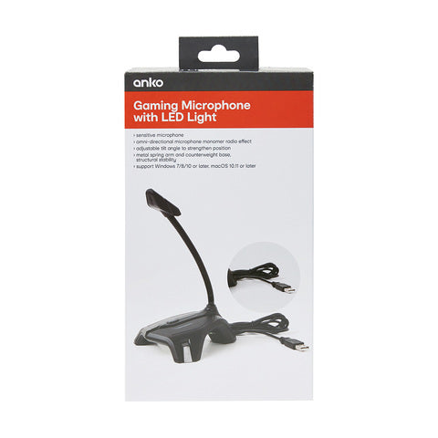 Gaming Microphone with LED Light - Black