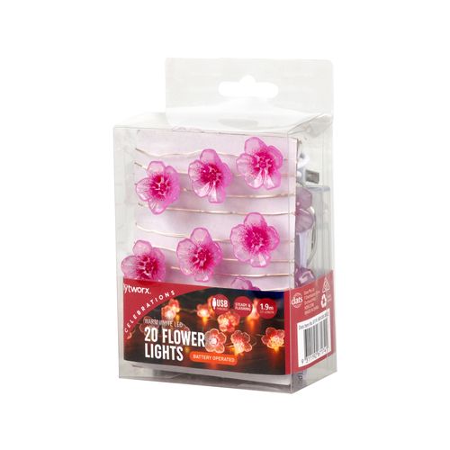Lytworx Battery/USB Powered  Warm White Flower Lights - 20 Pack