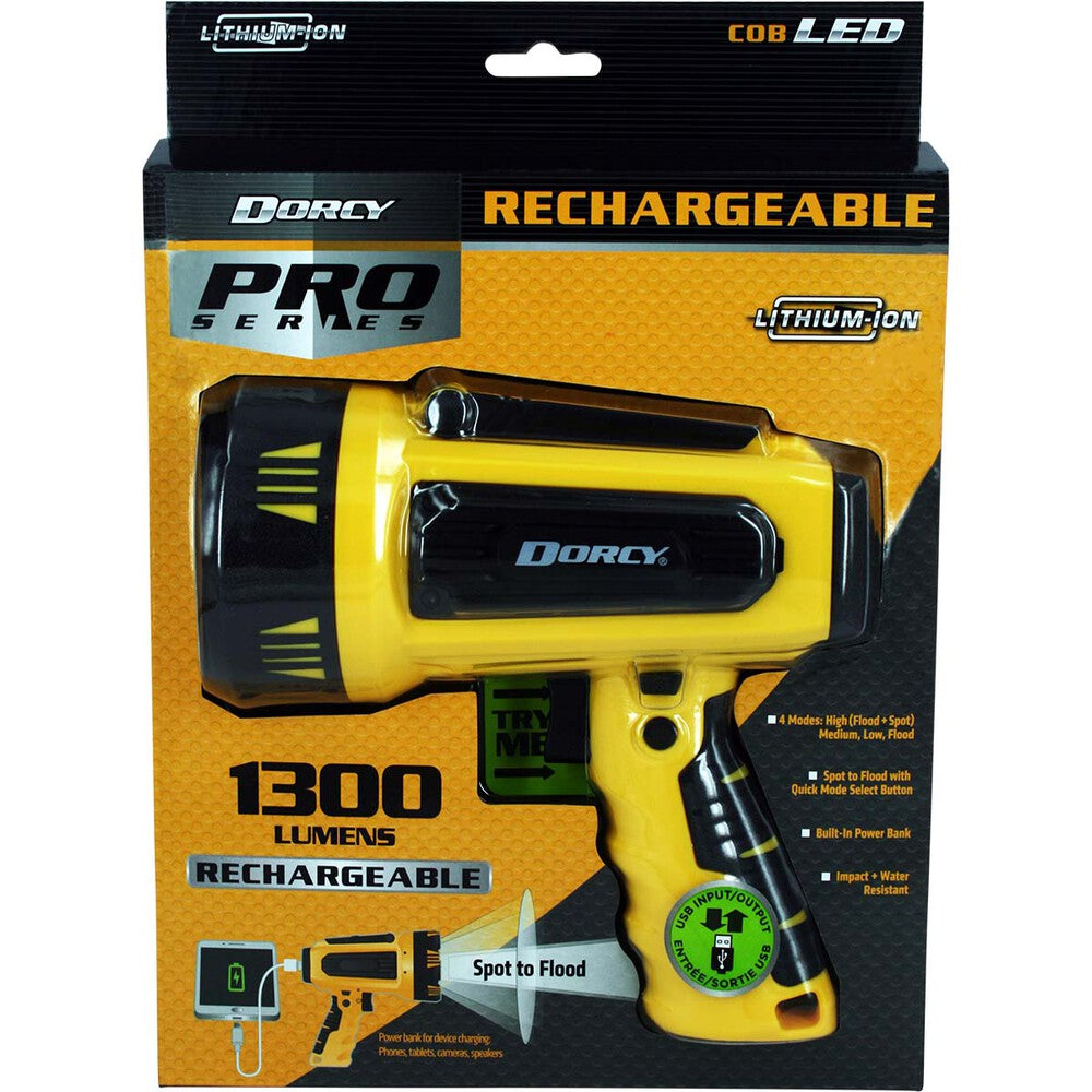Dorcy 1300 Lumen USB Rechargeable Spotlight / Ideal for Camping/ Outdoor Activities