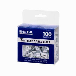 Deta 7mm White Flat Cable Clips - 2 Pack (Total 200 Clips)  / Durable Material