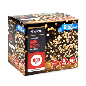 Lytworx 51m Low Voltage Warm White LED Connectable Fairy Lights