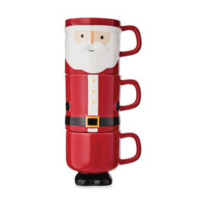 Santa Design 3 Stacking Mugs / For Parties Table Decor