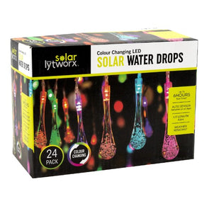 Lytworx 4.6m Colour Changing LED Solar Water Drops - 24 Pack