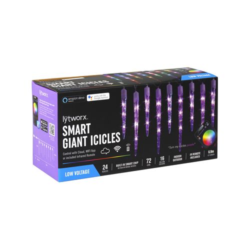 Lytworx Smart Giant Icicle Lights 24 Pack with Built-in Smart Chip