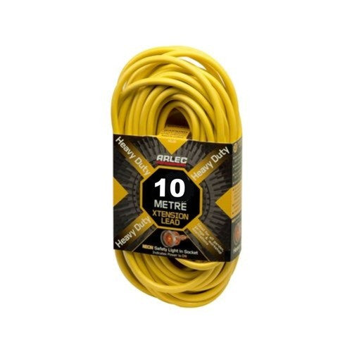 Arlec 10m 10A 1.0mm Heavy Duty Extension Lead - Yellow