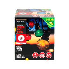 Lytworx Festive Multicolour Ball Solar Light - 20 Pack