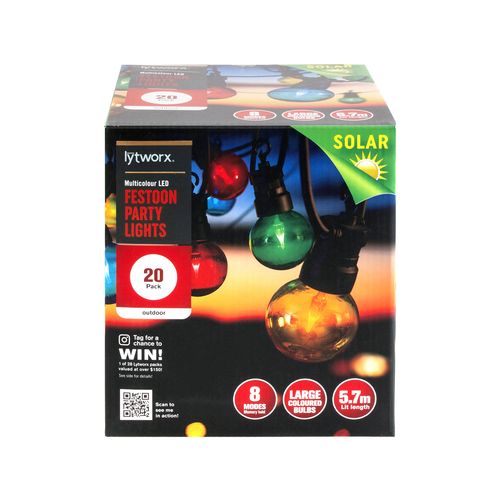 Lytworx Festive Multicolour Ball Solar Light - 20 Pack