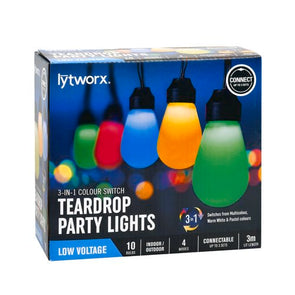 Lytworx 3 In 1 Colour Switch Teardrop Party Lights - 10 Pack