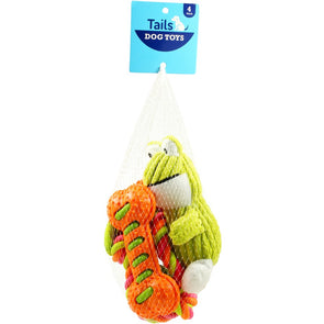 Tails Dog Toys 4 Pack / Designed for Dogs/ Multi-colour