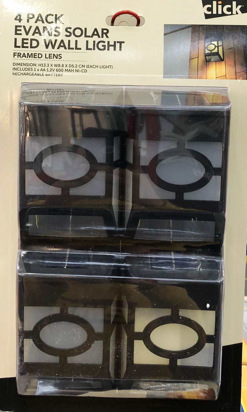 Click 4 Pack Evans Solar LED Wall Light