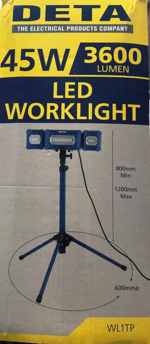 DETA 45W 3600Lumen LED Work Light Kit with Head Lamp & Carry Case