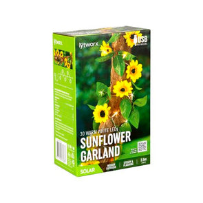 Lytworx Warm White Solar/USB Sunflower Garland