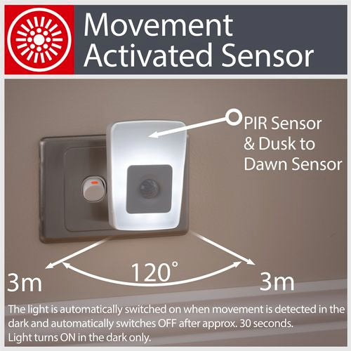 Arlec Clear Face Motion Sensor LED Night Light/Long Life Energy Saving LED - TheITmart