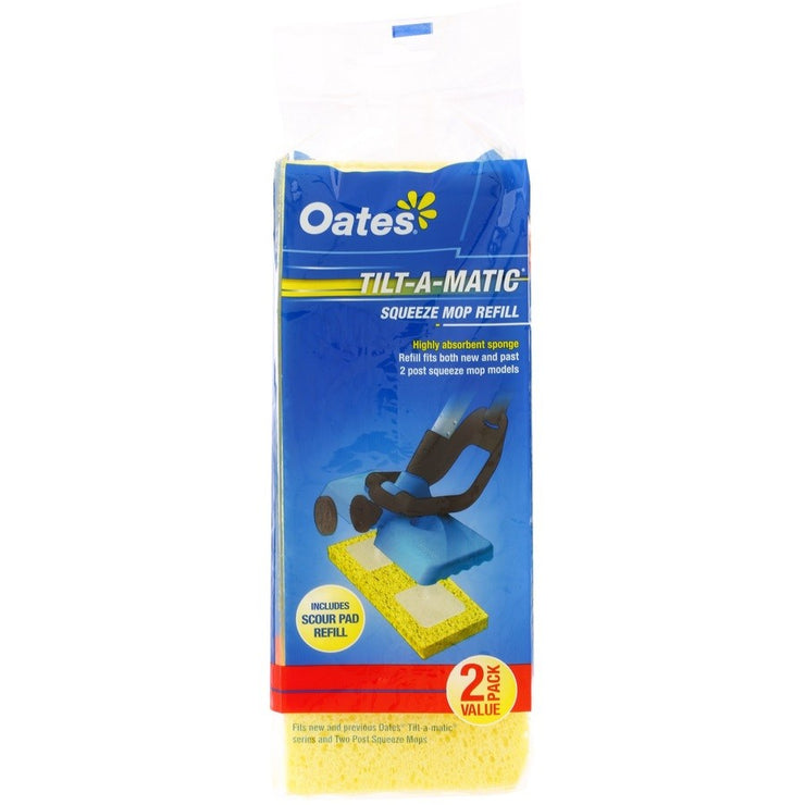 Oates Tilt-A-Matic Squeeze Mop Refill Sponge - 2 Pack/For MS-015 & MS-001 Models
