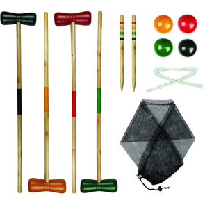 Wahu Croquet Set with Four Bright Coloured Wooden Mallets and Balls