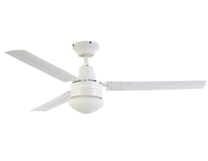 Arlec 120cm 3 Blades Ceiling Fan with Oyster Light - White  / CSF120AO