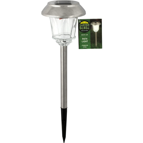 Garden Sense 29.5cm Solar Path Light Stainless Steel / White LED