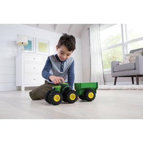 John Deere Monster Treads Lights and Sounds Tractor with Wagon/ Ages 3+
