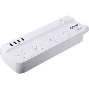 Crest Desktop 4 Socket 4 USB Surge Protected Powerboard