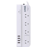 Crest Desktop 4 Socket 4 USB Surge Protected Powerboard
