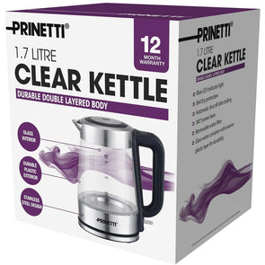 Prinetti Kettle 1.7L Clear - IA2780/ Durable Double Layer Body/ Removable Water Filter