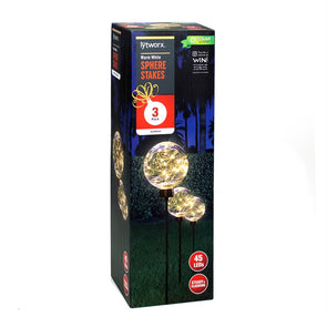 Lytworx 45 Warm White/Multi-Colour LED Solar Sphere Stakes - 3 pack