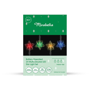 Mirabella Christmas Battery Operated 24 Multicoloured LED Stars Light Set