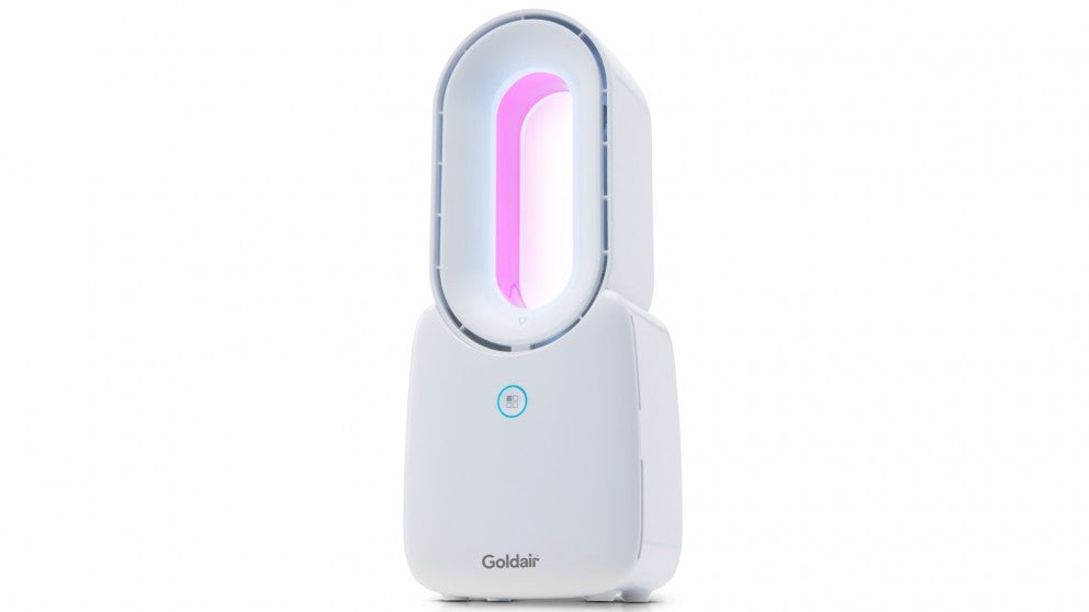 Goldair Bladeless Colour Changing Personal Desk Fan - White / 3 Speed Settings