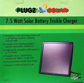 PLUGZ SOLAR 7.5W Solar Battery Trickle Charger / Environment Friendly - TheITmart