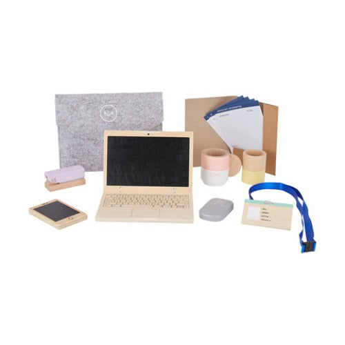 15 Pieces Wooden Work from Home Pretend Play Set/Suitable for 3+ Years