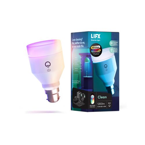 LIFX 1200lm B22 Colour Clean Anti-Bac Smart Light Globe -LHLA19B22UVAU