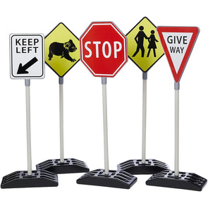 5-Piece Double Sided Australian Traffic Signs - Suitable For Ages 3+ Years