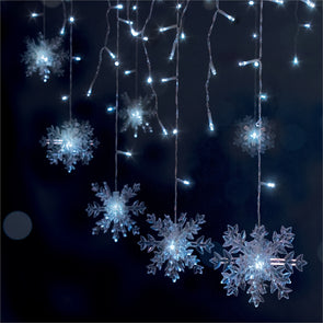 Lytworx White 120 LED 3D Snowflakes Solar Icicle Lights - 8 Pack