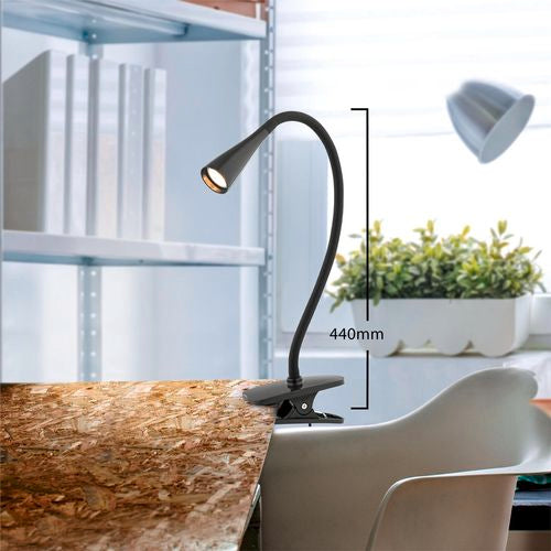 Verve Design 23.5cm Black LED Dale Clip Lamp/Flexible Goose Neck