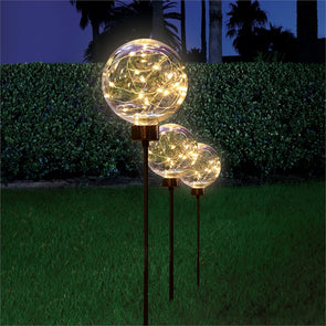 Lytworx 45 Warm White/Multi-Colour LED Solar Sphere Stakes - 3 pack