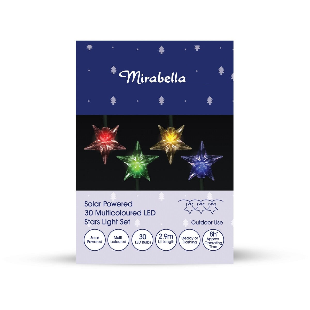 Mirabella Christmas Solar Powered 30 LED Stars Light Set - Multi-Colour - TheITmart