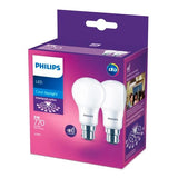 Philips 8W 770lm A60 Cool Daylight A Shape LED B22 Globe - 2 Pack