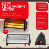 Arlec 2250W Arlec Radiant Heater/3 Power Settings/3 Tubular Quartz Halogen - TheITmart