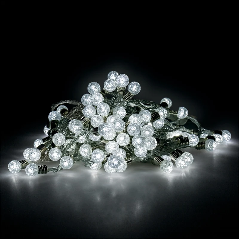 Lytworx White Festive Fairy Light 100pk Crackle Ball - 8 Function / Decorative Style - TheITmart