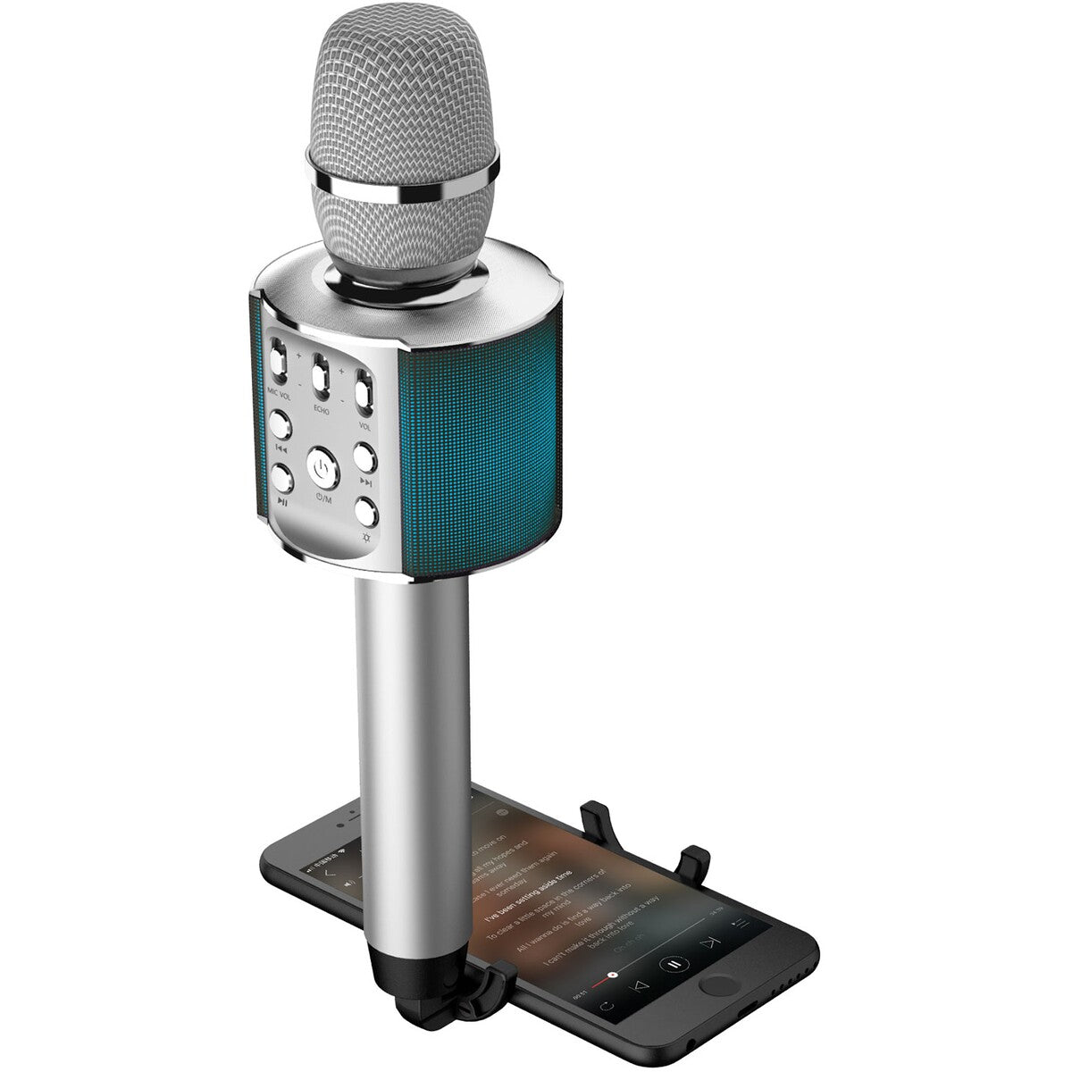 Laser Karaoke LED Microphone - Silver