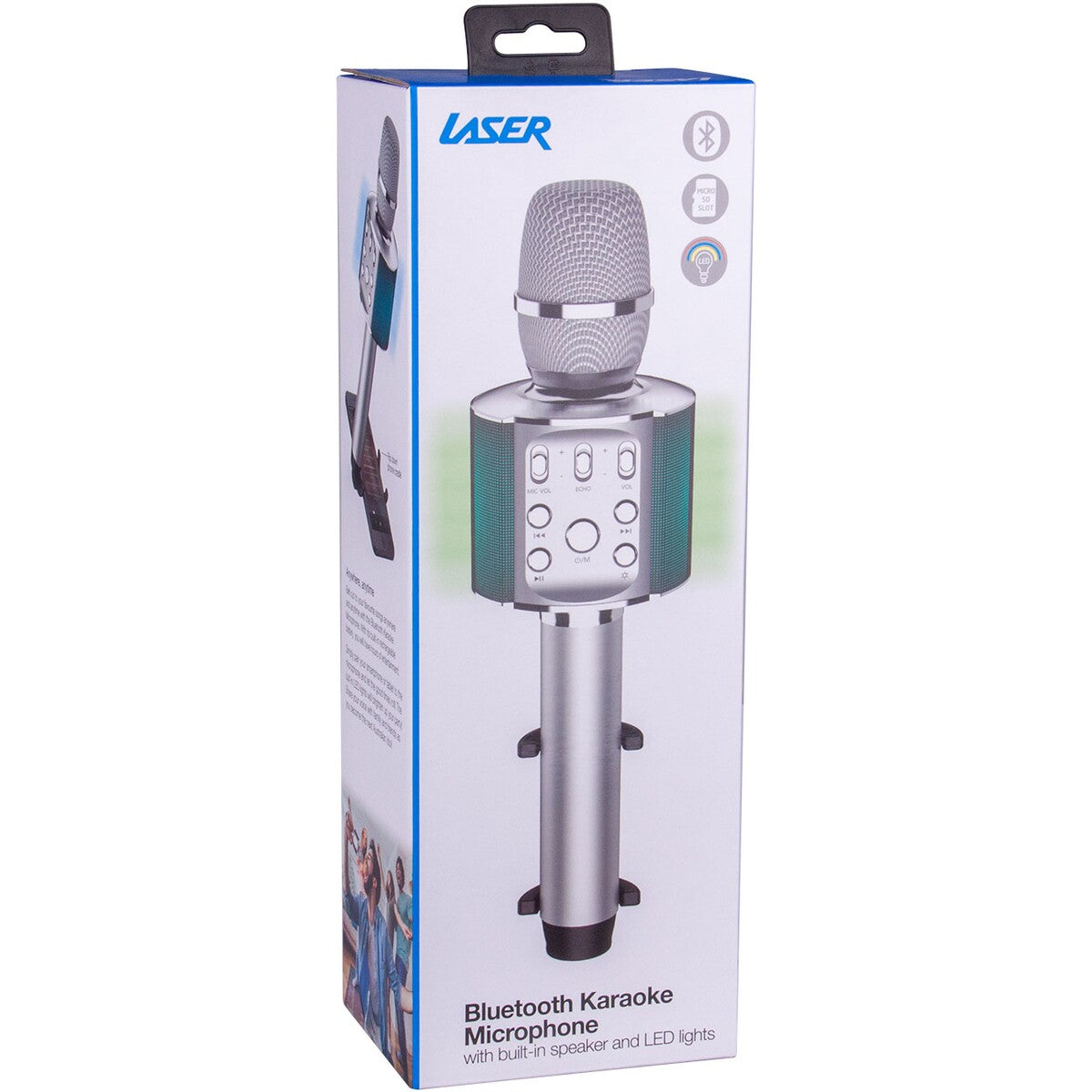 Laser Karaoke LED Microphone - Silver