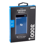 Laser 3000mAh Power Bank with 3-in-1 Cable - Black - Pink - Blue