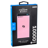 Laser 10000mAh Power Bank with 3-in-1 Cable - Black- Pink - White - TheITmart
