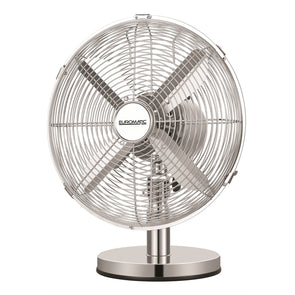 Euromatic 30cm 4 Blades Chrome Metal Desk Fan - EUR-TF30BC / Oscillating/ 3 Speed