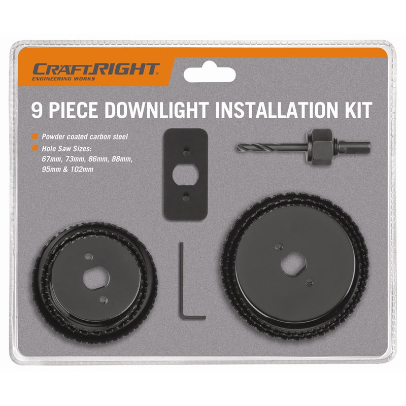 Craftright 9 Piece Downlight Installation Kit - Black - TheITmart