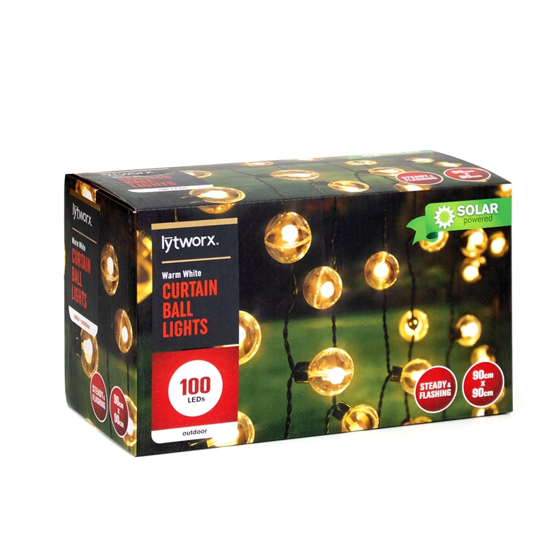 Lytworx 100 LEDs 90 x 90cm Curtain Ball LED Solar Lights - TheITmart